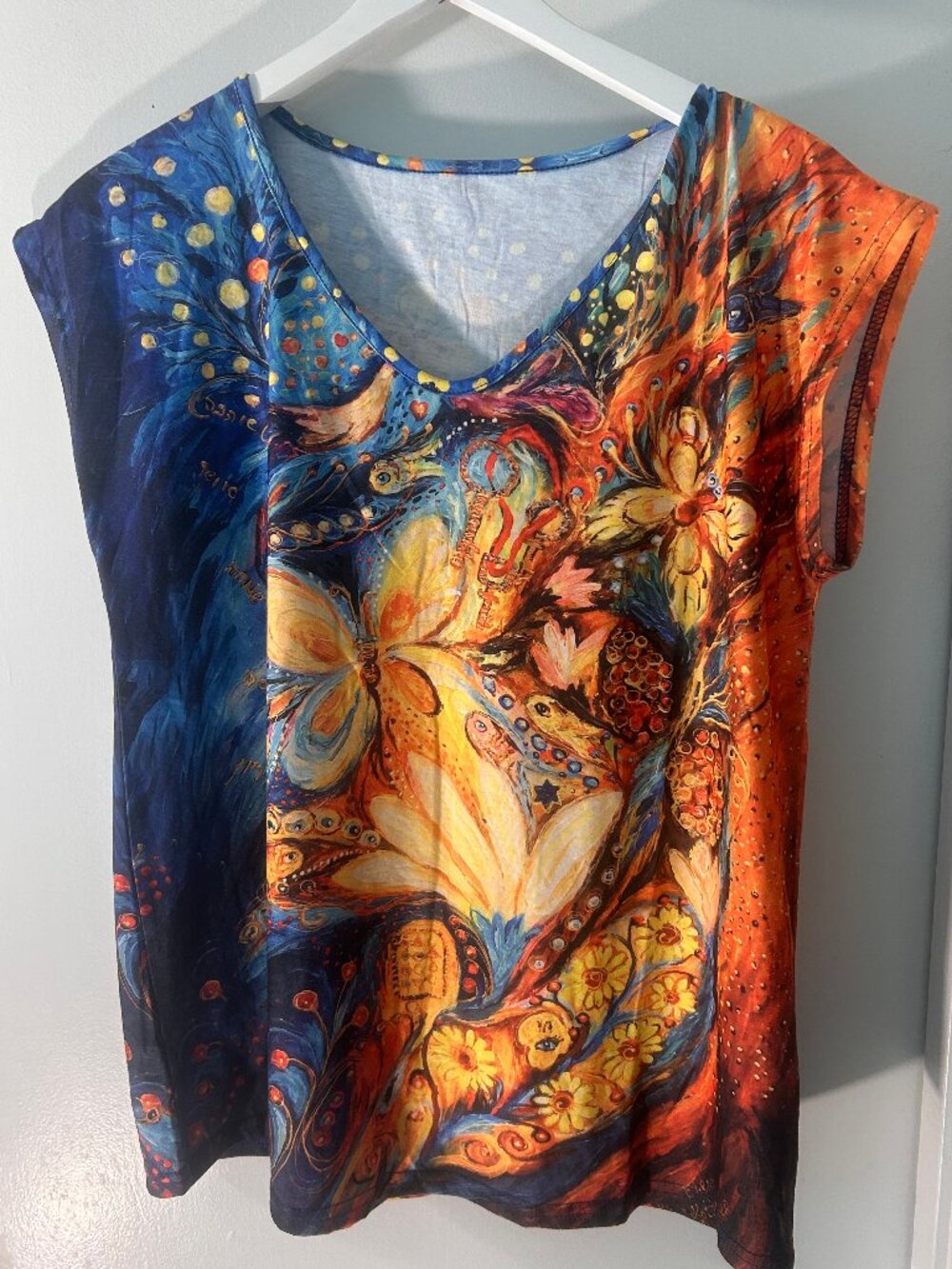 Fairycore Wearable Art Graphic Top Birds Butterflies - Size Large